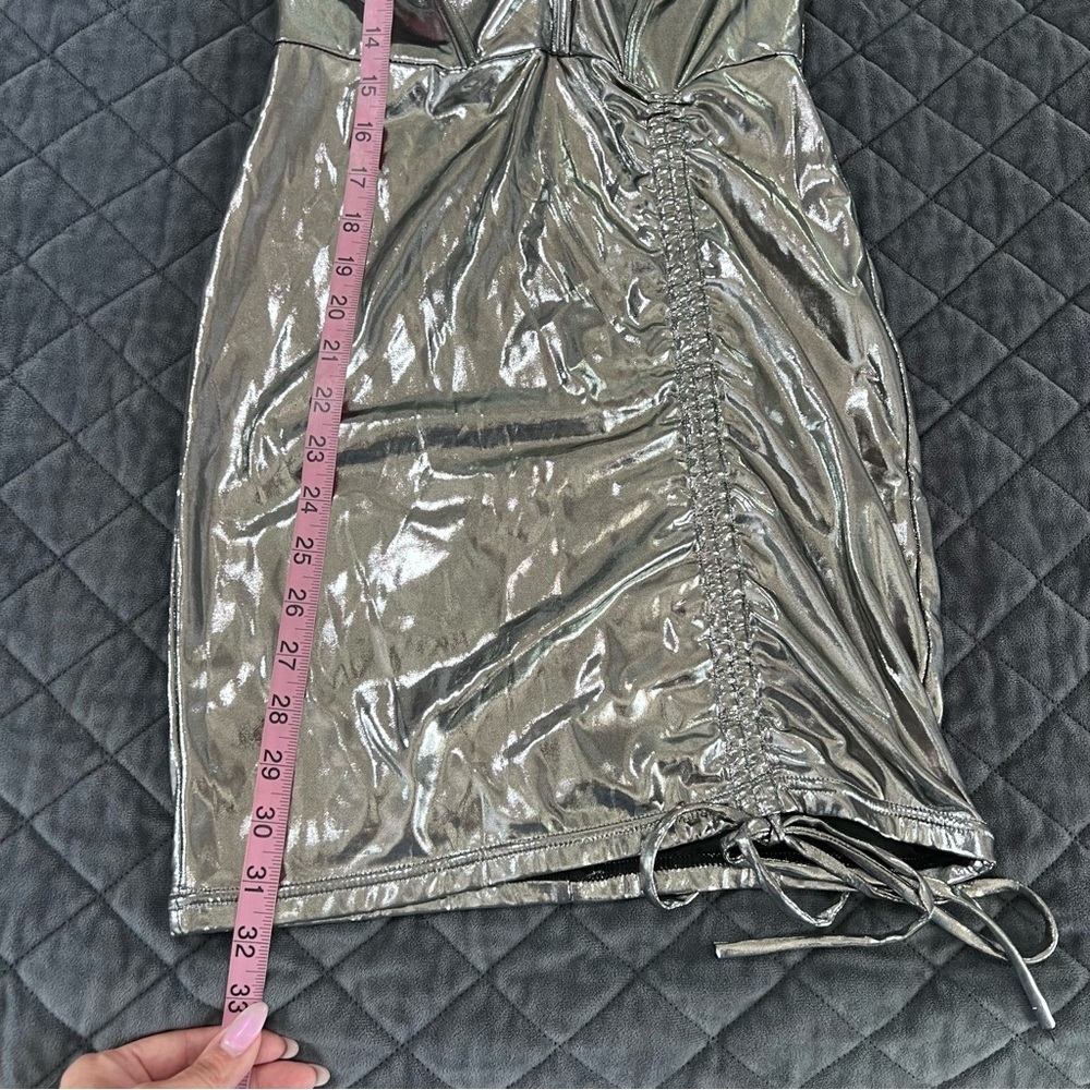 Soda Metallic Silver Halter Mini Dress - Picture 5 of 9